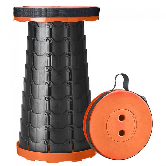 CATANES Folding Stool Collapsible Telescoping Foldable Camping Stool Orange