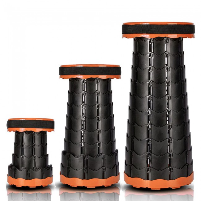 CATANES Folding Stool Collapsible Telescoping Foldable Camping Stool Orange