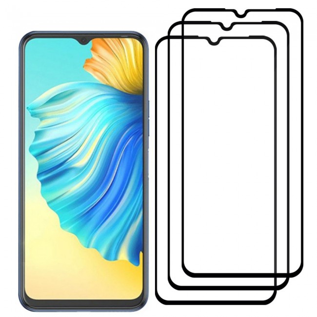 CATANES 3 Pack Tecno Spark 8P 4G Screen Protector Tempered Glass Full Glue Black side