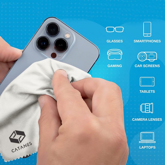 CATANES 12 Pack Of Microfiber Cleaning Cloth Premium Cloth for Glasses Lens Screens and More /Off White