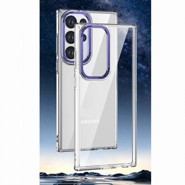 CATANES 5 Packs For Samsung Galaxy S23 Ultra Clear Case With 2 Screen Protectors and 2 Camera Lens Protectors/Purple