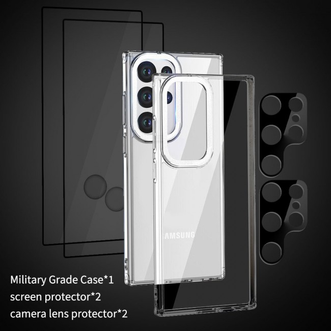 CATANES 5 Packs For Samsung Galaxy S23 Ultra Clear Case With 2 Screen Protectors and 2 Camera Lens Protectors/White