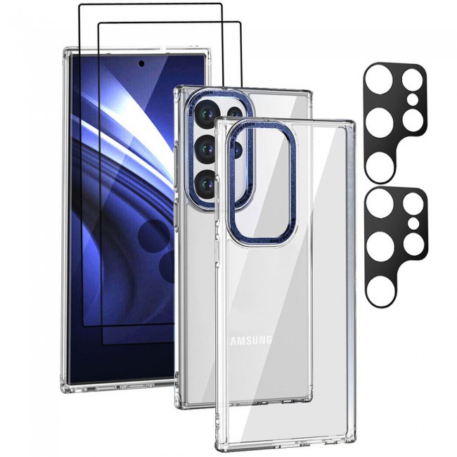 CATANES 5 Packs For Samsung Galaxy S23 Ultra Clear Case With 2 Screen Protectors and 2 Camera Lens Protectors/Blue