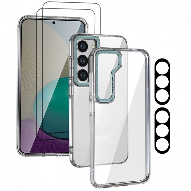 CATANES 5 Packs For Samsung Galaxy S23 Plus Clear Case With 2 Screen Protectors and 2 Camera Lens Protectors/Green