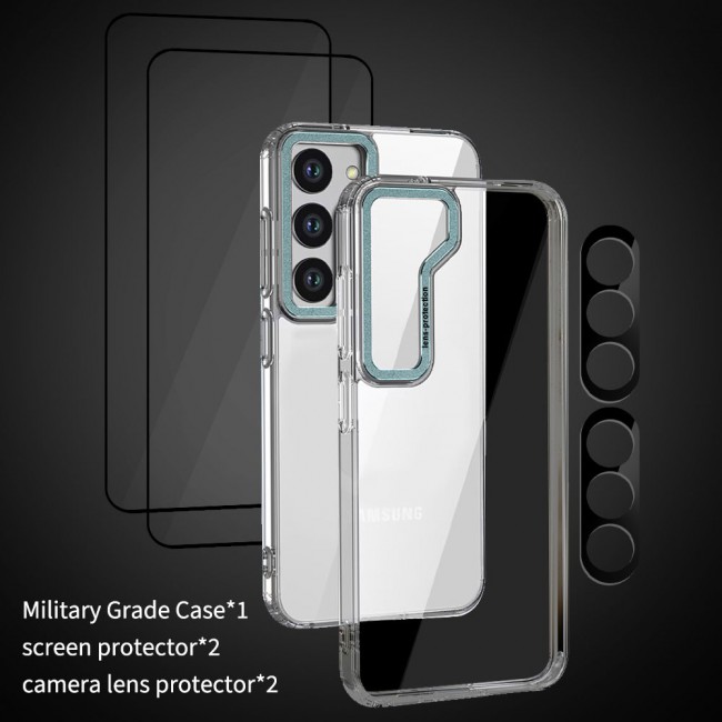 CATANES 5 Packs For Samsung Galaxy S23 Plus Clear Case With 2 Screen Protectors and 2 Camera Lens Protectors/Green