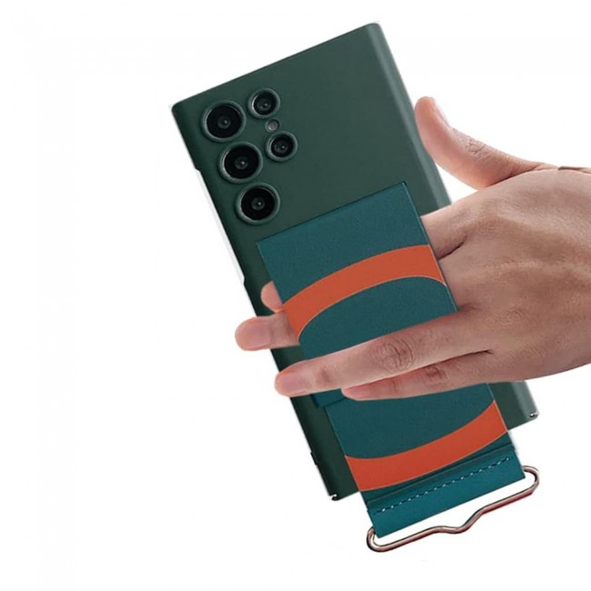CATANES Samsung Galaxy S24 Ultra Case Ultra-Thin Hard Shockproof PC and PU Leather Wristband Cover Phone Case Luxury Slim Wrist Strap Kickstand Full Protective Anti-Scratch Case Green