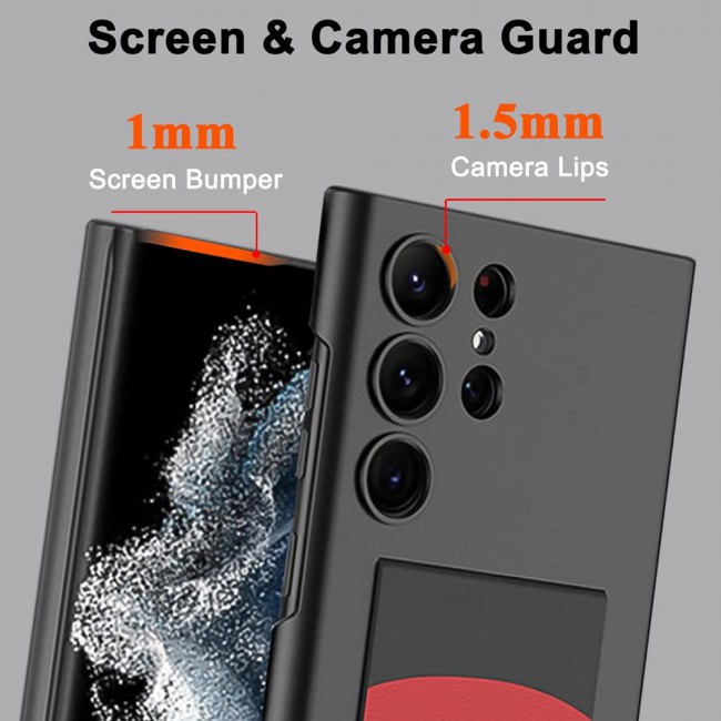 CATANES Samsung Galaxy S24 Ultra Case Ultra-Thin Hard Shockproof PC and PU Leather Wristband Cover Phone Case Luxury Slim Wrist Strap Kickstand Full Protective Anti-Scratch Case Black