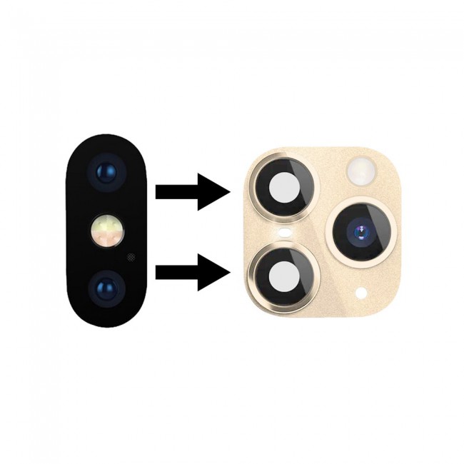 CATANES iPhone X XS Duplicate Camera Lens Camera Upgrade Protective Lens Change iPhone X XS to 11 Pro 11 Pro Max Gold