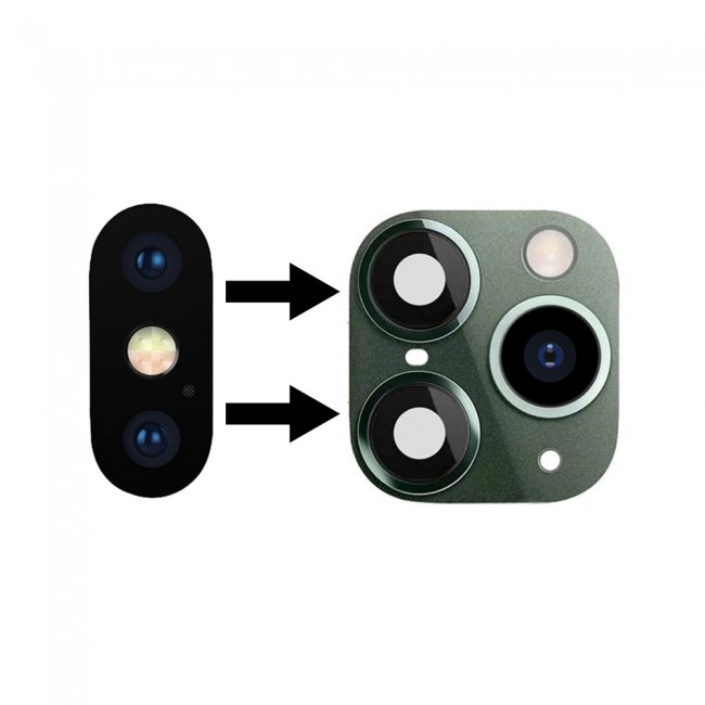 CATANES iPhone X XS Duplicate Camera Lens Camera Upgrade Protective Lens Change iPhone X XS to 11 Pro 11 Pro Max Green