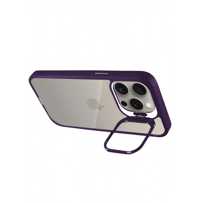 CATANES 2 Pack iPhone 15 Pro Case Cover and Lens Protector and Screen Protector Built-in Camera Stand and Compatible with MagSafe Full Body Shockproof Case Clear Purple