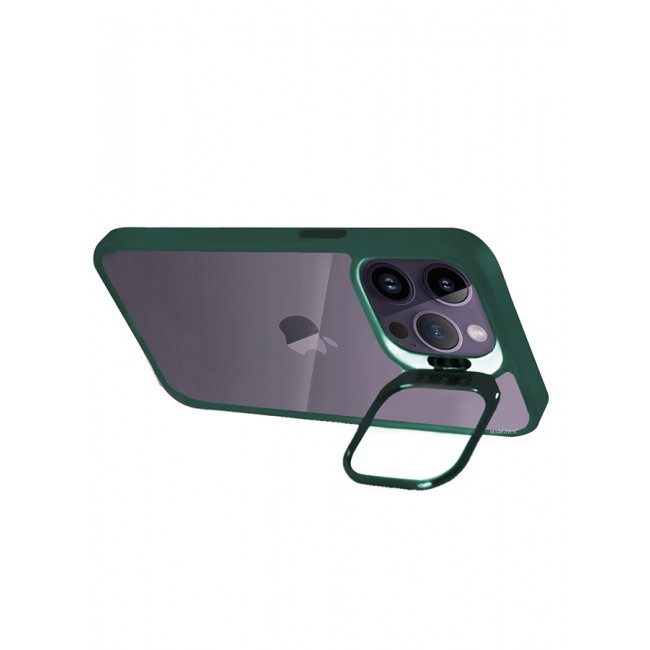 CATANES 2 Pack iPhone 14 Pro Case Cover and Lens Protector and Screen Protector Built-in Camera Stand and Compatible with MagSafe Full Body Shockproof Case Clear Green