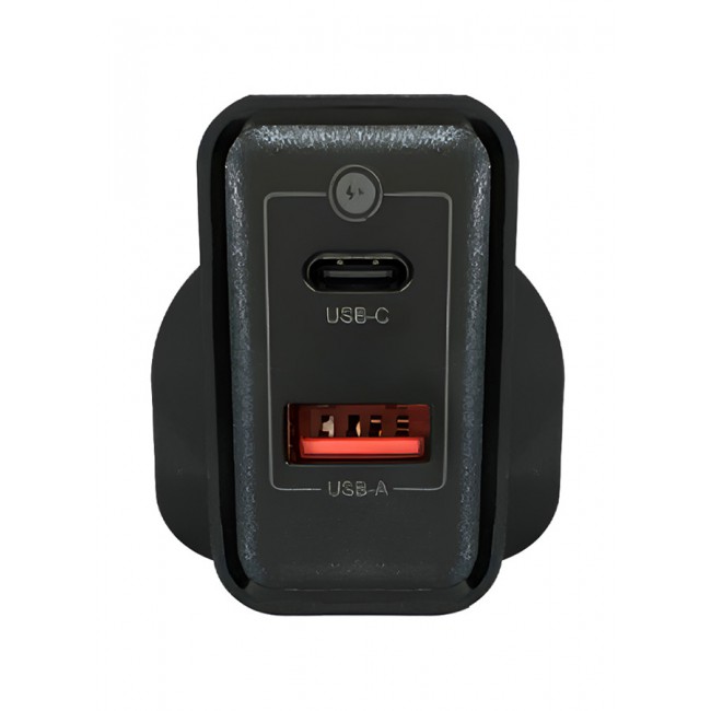 Rofee Dual Port Wall Charger 30W USB C and USB A Adapter Super Fast Charging Block Charger 3 Pins Adapter Black