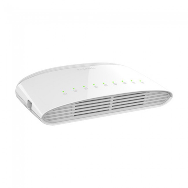 D-Link DGS-1008D with 8‑Port Gigabit Unmanaged Desktop Switch, Gigabit Ethernet - White