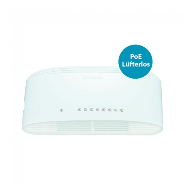 D-Link DGS-1008D with 8‑Port Gigabit Unmanaged Desktop Switch, Gigabit Ethernet - White