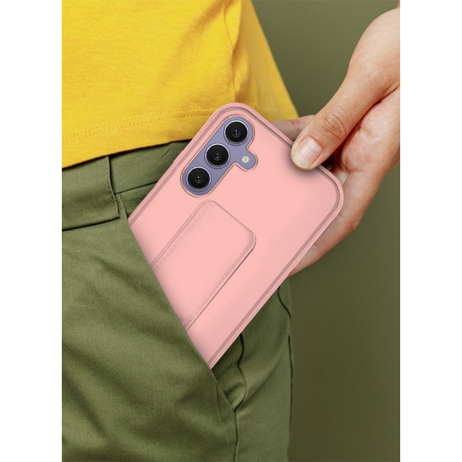 CATANES Samsung Galaxy S24 Plus Case Magnetic Stand and Holder Premium Silicone Vertical and Horizontal Hand Strap Grip Multi Stand Car Mount Kickstand Case Finger Strap Cover Pink