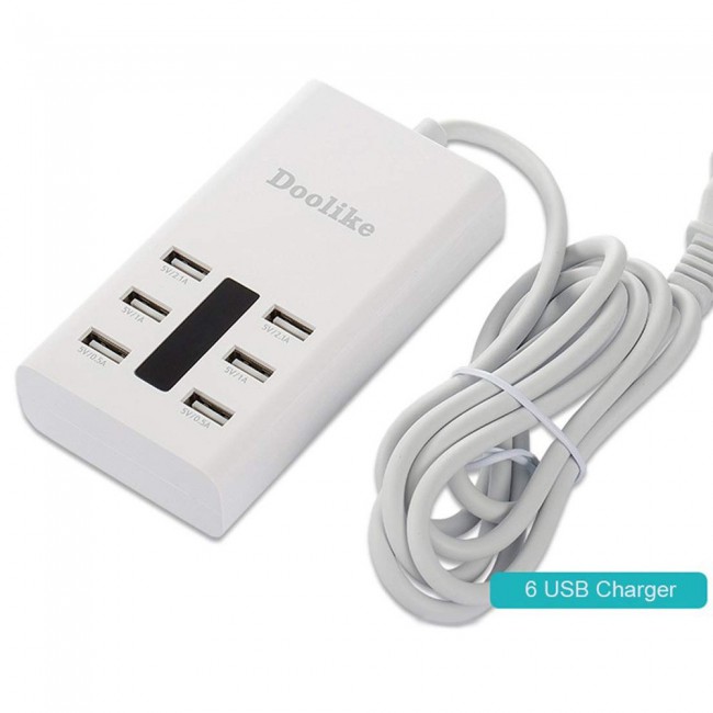Doolike USB Charger Adapter 6 Charging Ports - UK Pins