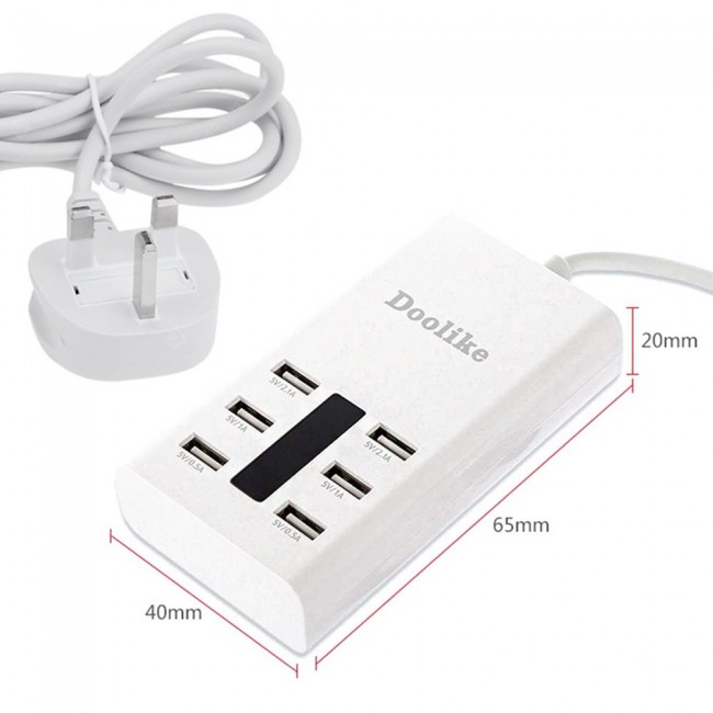 Doolike USB Charger Adapter 6 Charging Ports - UK Pins
