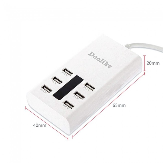 Doolike USB Charger Adapter 6 Charging Ports - UK Pins