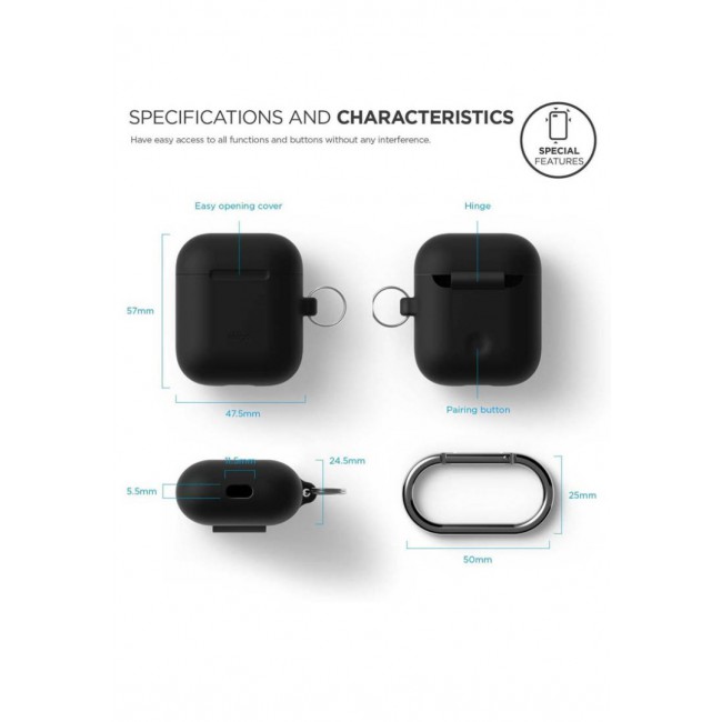 Elago Apple AirPods Shockproof Protective Hang Case with Clip