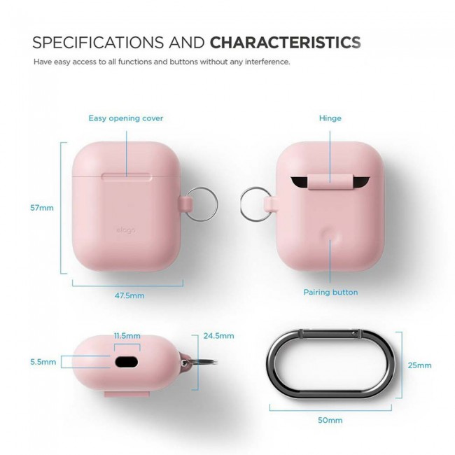Elago Apple AirPods Shockproof Protective Hang Case with Clip