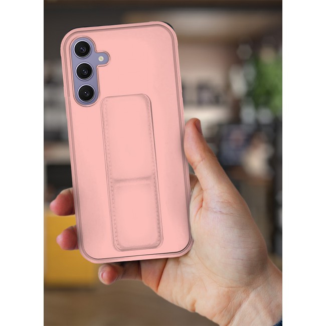 CATANES Samsung Galaxy S24 Plus Case Magnetic Stand and Holder Premium Silicone Vertical and Horizontal Hand Strap Grip Multi Stand Car Mount Kickstand Case Finger Strap Cover Pink