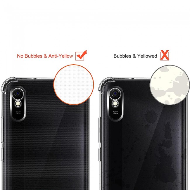 CATANES For Xiaomi Redmi 9A Case Cover Clear Protective TPU Four Corners Cover Transparent Soft Case