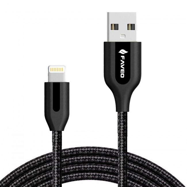 Faveo Braided USB to Lightning Charging and Data Cable 1M-Black,Red