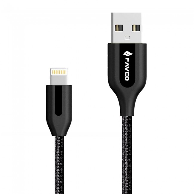 Faveo Braided USB to Lightning Charging and Data Cable 1M-Black,Red