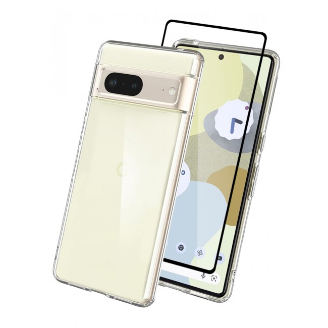 MARGOUN 2 Packs For Google Pixel 7 TPU Case and Screen Protector Clear Anti-Yellowing Transparent Shockproof Protective Phone Case Scratch Resistant Cover