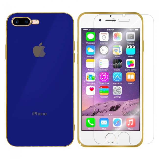 2Pack Hicool Dark Blue Hard Cover and Clear Screen Protector for iPhone 7 Plus and 8 Plus