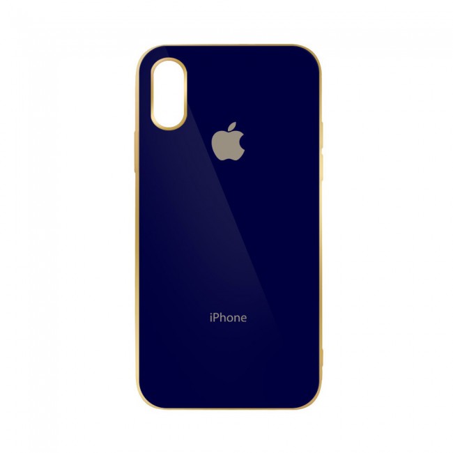 2Pack Hicool iPhone X and XS Case Cover Gold Edge with 3D Screen Protector - Dark Blue