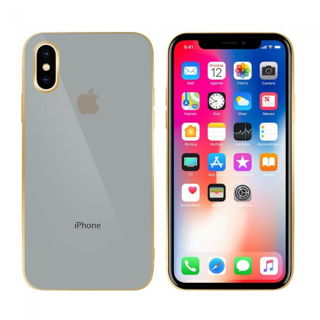 iphone X Stylish Case Cover Gold Edge Hicool Grey GSMprice