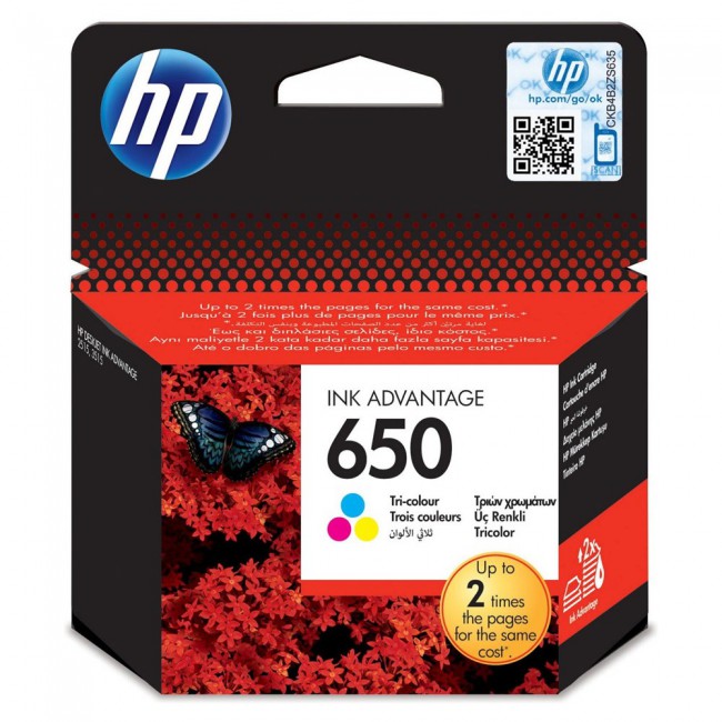 HP 650 Tri-color Original Ink Advantage Cartridge CZ102A