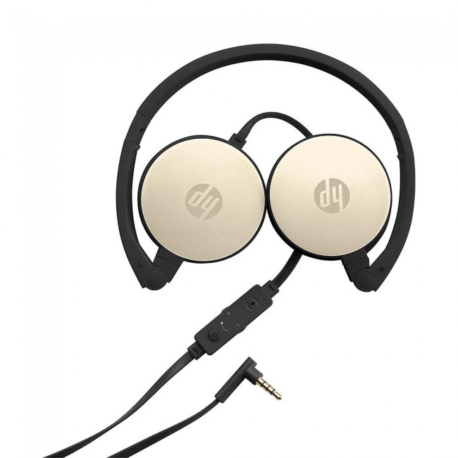 HP Stereo Headset H2800 for Tablets, Smartphones, PCs and other devices with 3.5 mm connectivity - Black w. Silk Gold