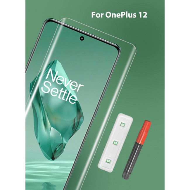 CATANES Oneplus 12 Screen Protector 9H Hardness HD Scratch Resistance Screen Protector UV Tempered Glass film Curved Screen Protector UV Glue for UV Tempered Glass film