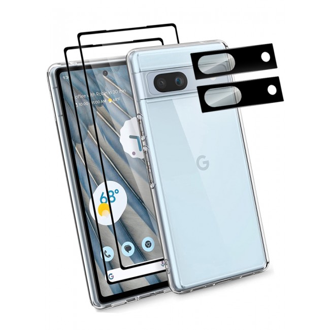 MARGOUN 5 Packs For Google Pixel 7a TPU Case and 2 Screen Protectors and 2 Camera Lens Protectors Clear Anti-Yellowing Transparent Shockproof Protective Phone Case Scratch Resistant Cover