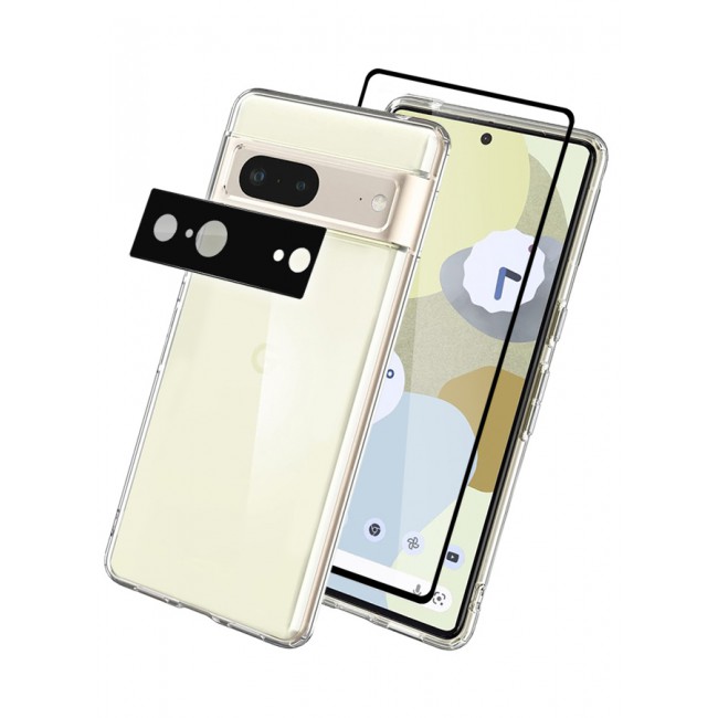 MARGOUN 3 Packs For Google Pixel 7 TPU Case and Screen Protector and Camera Lens Protector Clear Anti-Yellowing Transparent Shockproof Protective Phone Case Scratch Resistant Cover