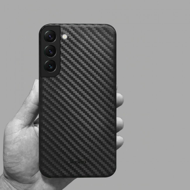 K-Doo Air Carbon Case with Carbon Fiber Design for Samsung Galaxy S22 – Black