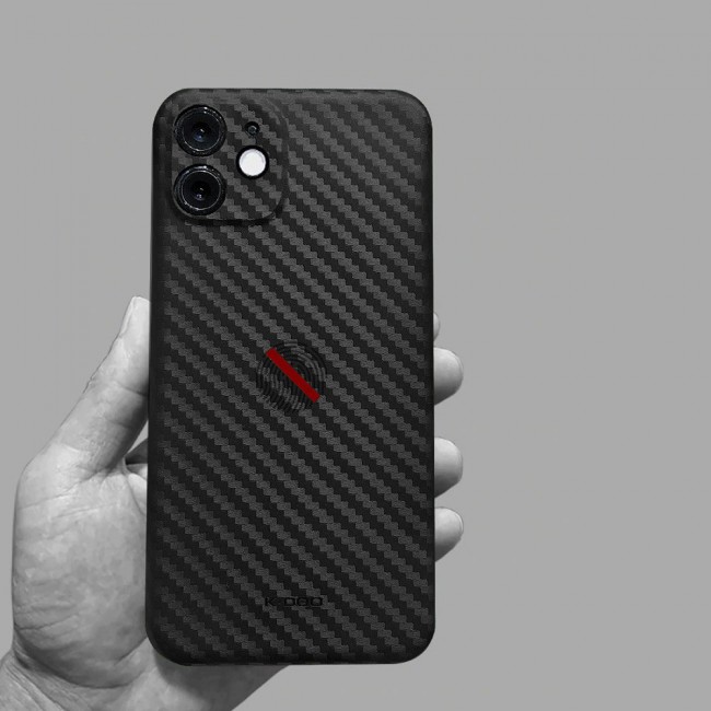 K-Doo Air Carbon Case with Carbon Fiber Design for iPhone 12 – Black
