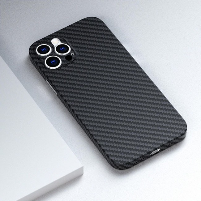 K-Doo Air Carbon Case with Carbon Fiber Design for iPhone 12 Pro – Black