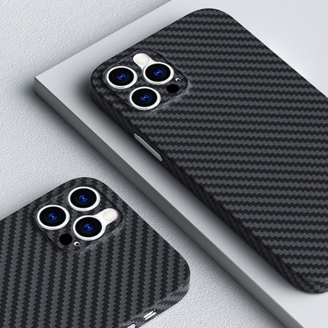 K-Doo Air Carbon Case with Carbon Fiber Design for iPhone 12 Pro – Black