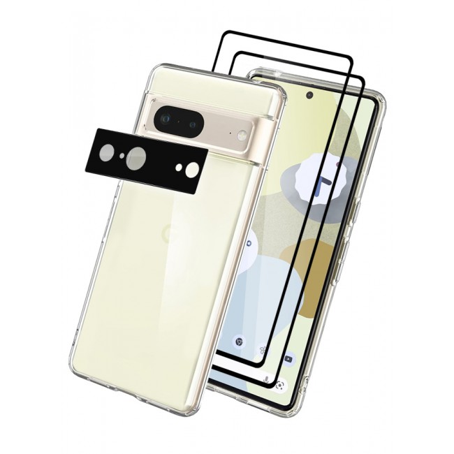 MARGOUN 4 Packs For Google Pixel 7 TPU Case and 2 Screen Protectors and Camera Lens Protector Clear Anti-Yellowing Transparent Shockproof Protective Phone Case Scratch Resistant Cover