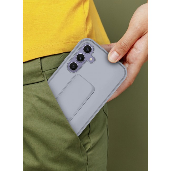 CATANES Samsung Galaxy S24 Plus Case Magnetic Stand and Holder Premium Silicone Vertical and Horizontal Hand Strap Grip Multi Stand Car Mount Kickstand Case Finger Strap Cover Grey