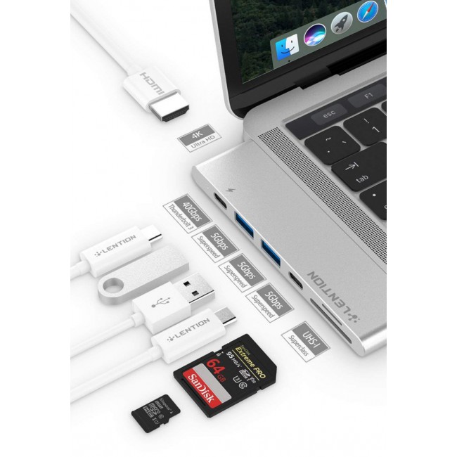 Lention USB-C to Digital AV Portable Adapter - Silver