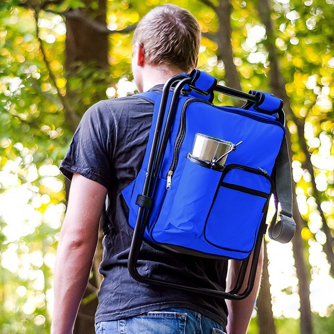LifeUnion 2 in 1 Foldable Cooler Stool Chair Backpack Blue