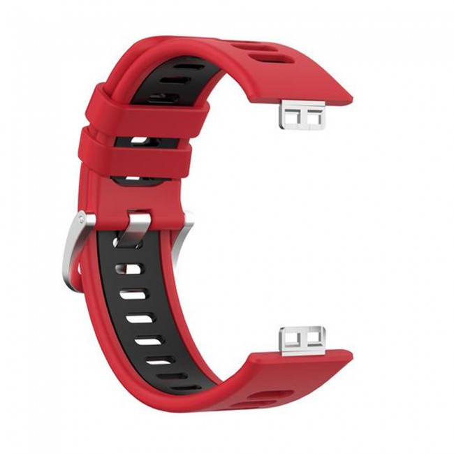 Huawei Watch Fit Silicone Strap Watchband Double Color Replacement Band Compatible with Huawei Fit Smart Watch Red/Black