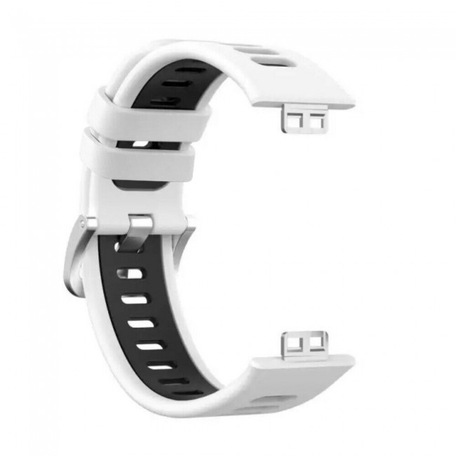 Huawei Watch Fit Silicone Strap Watchband Double Color Replacement Band Compatible with Huawei Fit Smart Watch White/Black