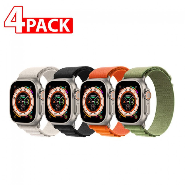 Apple Watch Alpine Loop Band 49mm/45mm/44mm Nylon Woven Sport Strap Compatible with iWatch Series 8/Ultra/7/SE/6/5/4/3/2/1 4Pack