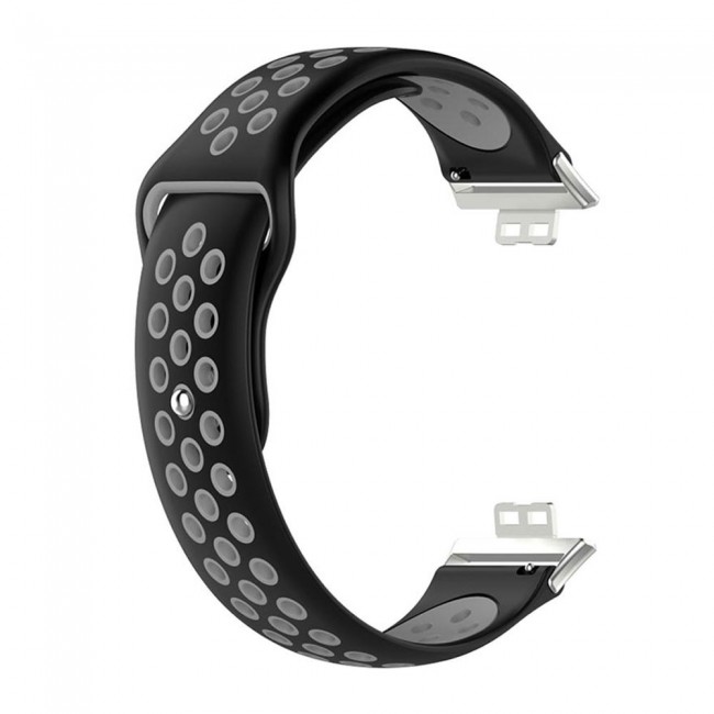 Huawei Watch Fit Band Soft Silicone Strap Watchband Double Color Quick Release Replacement Band Grey/Black