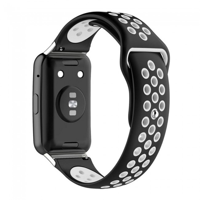 Huawei Watch Fit Band Soft Silicone Strap Watchband Double Color Quick Release Replacement Band Black/White